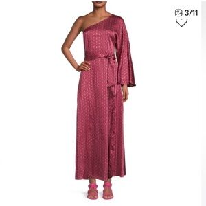 Misa Los Angeles Rosetta One Shoulder Dress in Deep Pink
